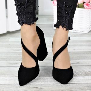 Туфли черные замшевые женские на каблуке купить в Украине