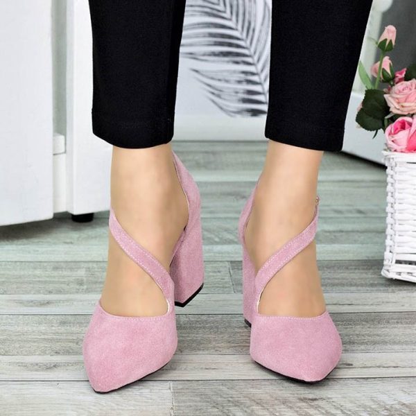 Туфли розовые замшевые женские на каблуке купить в Украине